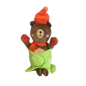 Target Fireside Pals Stuffed Plush Bear Green Blanket Swaddle 10 Inch